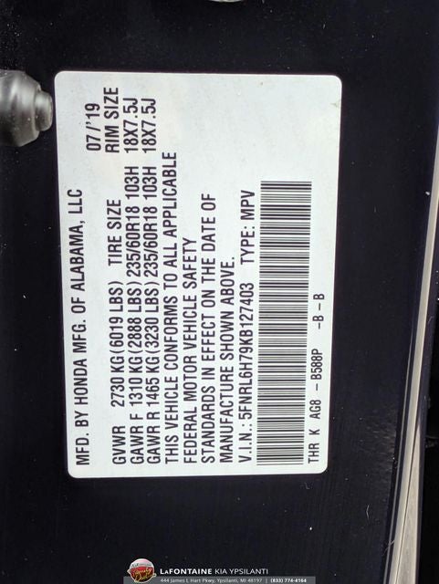 2019 Honda Odyssey EX-L