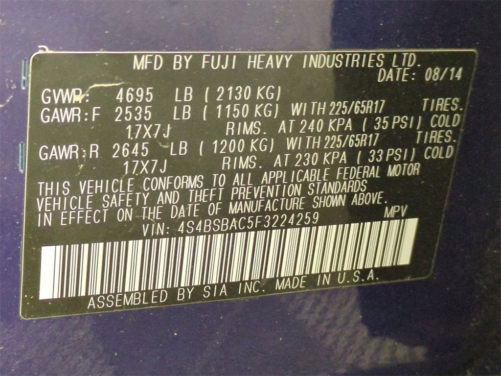 2015 Subaru Outback 2.5i