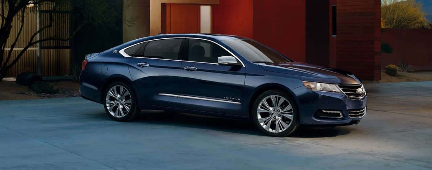 Blue 2020 Chevy Impala parked at an angle