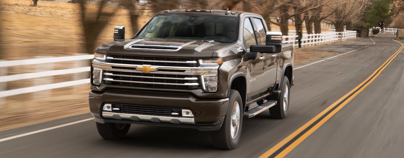 Brown 2020 Chevy Silverado 2500 HD on an open road