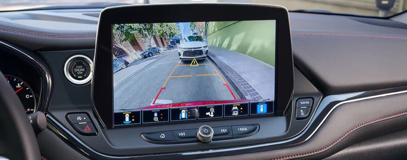 Close-up of an infotainment screen in a 2025 Chevy Blazer for sale in Dexter.