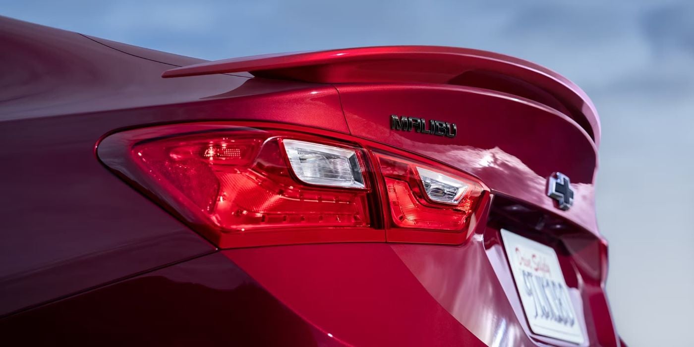 Taillights on a red 2023 Chevy Malibu